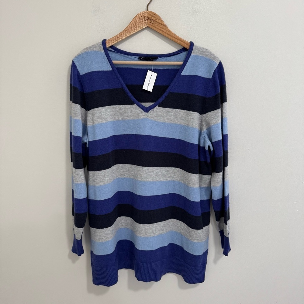 Lane Bryant NWT Stripe V Neck Sweater